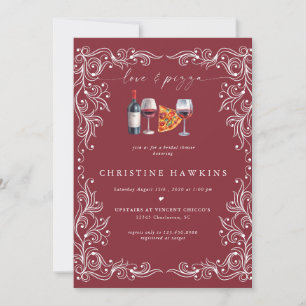 Love and Pizza   Wine Bridal Shower Invitation