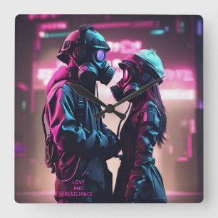 LOVE AND RESISTANCE Future-scope 2 Square Wall Clock