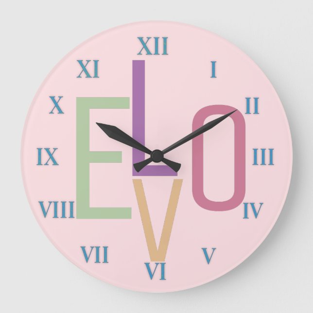 Love and roman numbers large clock (Front)