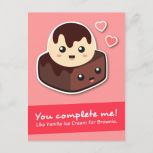 Love and Romance - Vanilla Ice Cream and Brownie Postcard