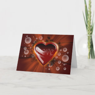 Love and romance, vector heart with bubbles linear card