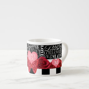 Love and Roses Blackboard Style Espresso Cup