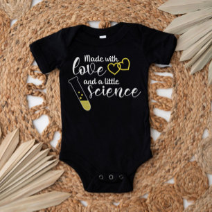 Love and Science IVF Quote Yellow White Text Baby Bodysuit