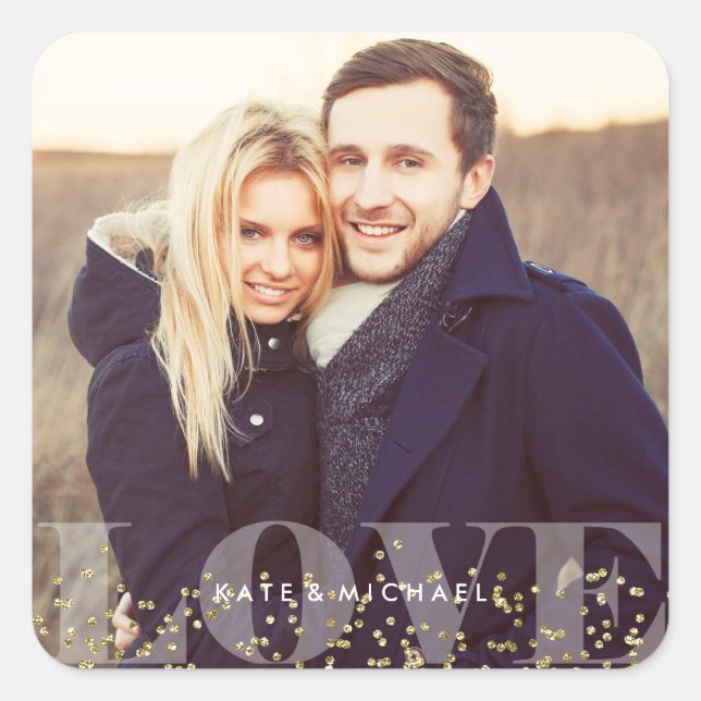 Love and Sparkles Photo Square Sticker (Front)