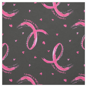 Love and Support Pink Ribbon Pattern Fabric