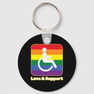 Love and Support rainbow person with disability wh Keychain