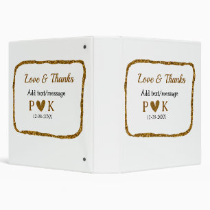 Love and thanks add couple name golden black weddi binder