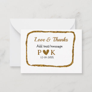Love and thanks add couple name golden black weddi card