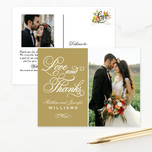 Love and Thanks Antique Wedding Photo Thank You Postcard