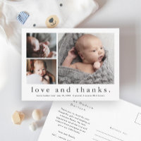 Love and Thanks Baby Photo Birth Announcement