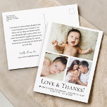 Love and Thanks Baby Photo Birth announcement Postcard<br><div class="desc">Express gratitude in style with the Simple Love and Thanks Typography Photo Grid Baby Boy thank you postcard! Featuring a clean design with a photo grid layout, this customizable card is perfect for showcasing your little one’s adorable moments while thanking friends and family. A heartfelt and modern way to share...</div>