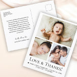 Love and Thanks Baby Photo Birth announcement Postcard<br><div class="desc">Express gratitude in style with the Simple Love and Thanks Typography Photo Grid Baby Boy thank you postcard! Featuring a clean design with a photo grid layout, this customizable card is perfect for showcasing your little one’s adorable moments while thanking friends and family. A heartfelt and modern way to share...</div>