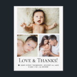 Love and Thanks Baby Photo Birth announcement Postcard<br><div class="desc">Express gratitude in style with the Simple Love and Thanks Typography Photo Grid Baby Boy thank you postcard! Featuring a clean design with a photo grid layout, this customizable card is perfect for showcasing your little one’s adorable moments while thanking friends and family. A heartfelt and modern way to share...</div>