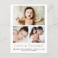 Love and Thanks Baby Photo Birth announcement