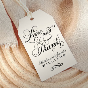 Love and Thanks Black Ivory Monogram Wedding Favou Gift Tags