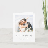 Love and Thanks Black White Border Photo Wedding