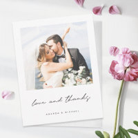 Love and Thanks Black White Border Photo Wedding