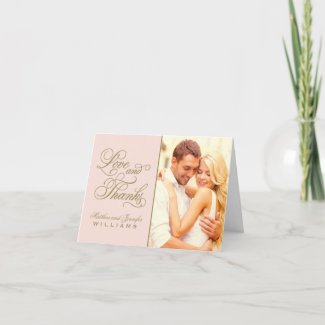 Love and Thanks | Blush and Antique Wedding Thank You Card