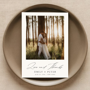 Love and Thanks Boho Photo Wedding Thank You Card