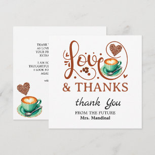 Love and Thanks Bridal Shower Wedding Coffee Theme Thank You Card