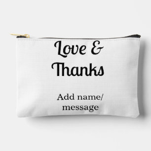 Love and thanks business name text message accessory pouch