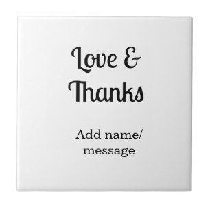 Love and thanks business name text message tile