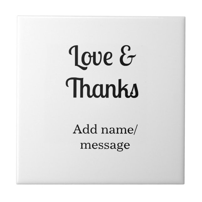 Love and thanks business name text message tile (Front)