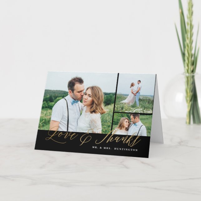 Love and thanks calligraphy thank you note card (Front)