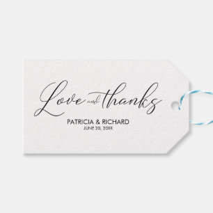 Love and Thanks Chic Script Wedding Favors Tag