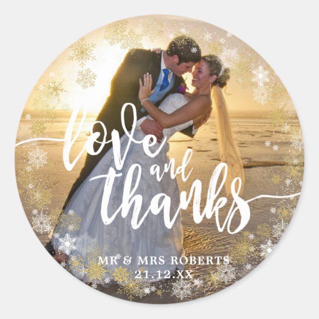 love and thanks christmas holiday photo sticker (Front)