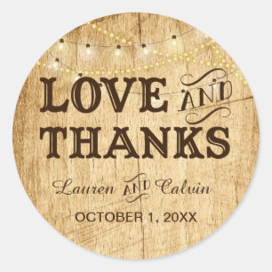 Love and Thanks country wedding favour sticker