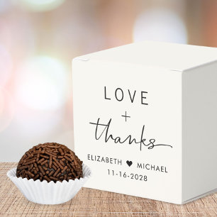 Love And Thanks Cream Wedding Favor Box