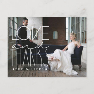 Love And Thanks   Custom Name & Photo Thank You Postcard