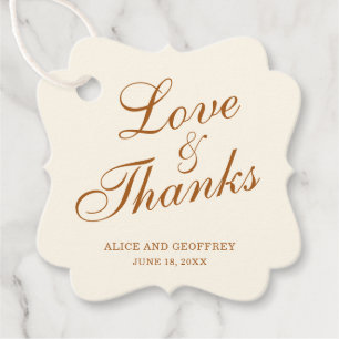 Love and Thanks Elegant Ivory Copper Wedding Favour Tags