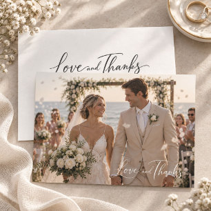 Love and Thanks Elegant Photo Wedding Thank You Card