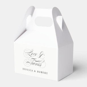 Love and Thanks Elegant Script Wedding Favor Box