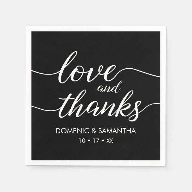Love and Thanks - elegant script wedding Napkin (Front)