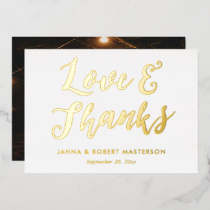 Love and Thanks Gold Calligraphy Photo Thank You
