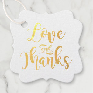 Love and Thanks Gold Calligraphy Wedding Favour Tags