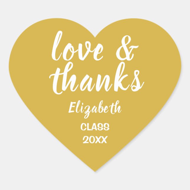 Love and Thanks Gold Graduation Sticker (Front)