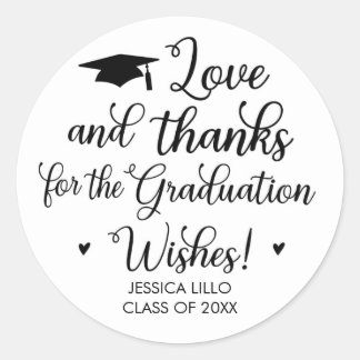 Love and Thanks Graduation Party Favour Sticker