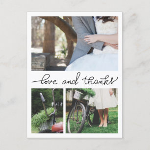 Love And Thanks Handwritten Three Wedding Photos Postcard