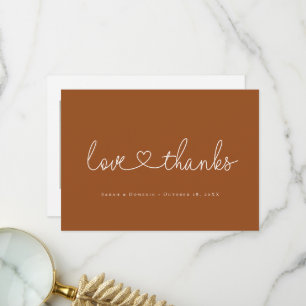 Love and Thanks heart terracotta orange photo Thank You Card