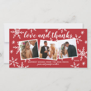 Love and Thanks Holiday Wedding Thank You Card