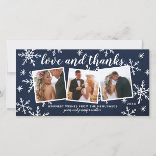Love and Thanks Holiday Wedding Thank You Navy Card