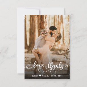Love and Thanks Mariage Photo Carte de remerciemen
