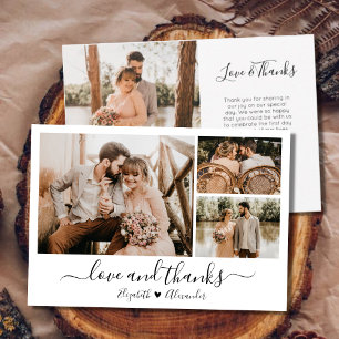 Love and Thanks Mariage Photo Carte de remerciemen