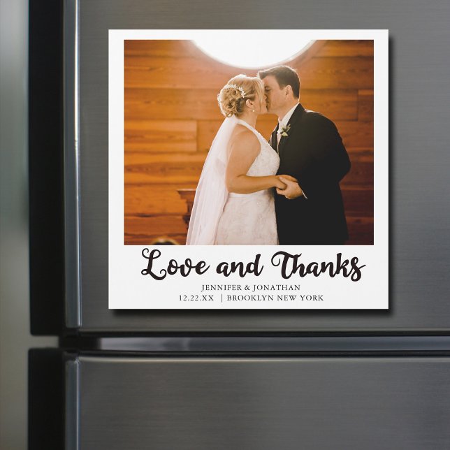 Love and Thanks Mariage Photo Chic Magnet Card (Créateur téléchargé)