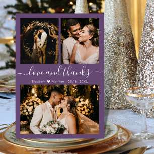 Love and Thanks Mauve Photo Collage Thank You Card