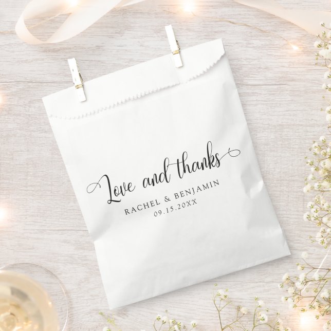 Love and thanks Minimal Wedding Elegant Simple Favour Bag (Clipped)